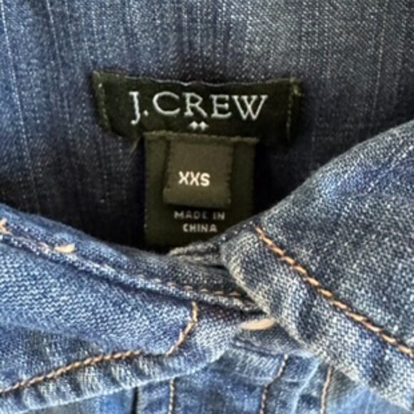 J.Crew Denim Button Down Shirt | Western Pearl Snap Chambray Top | Size XXS - Picture 3 of 4